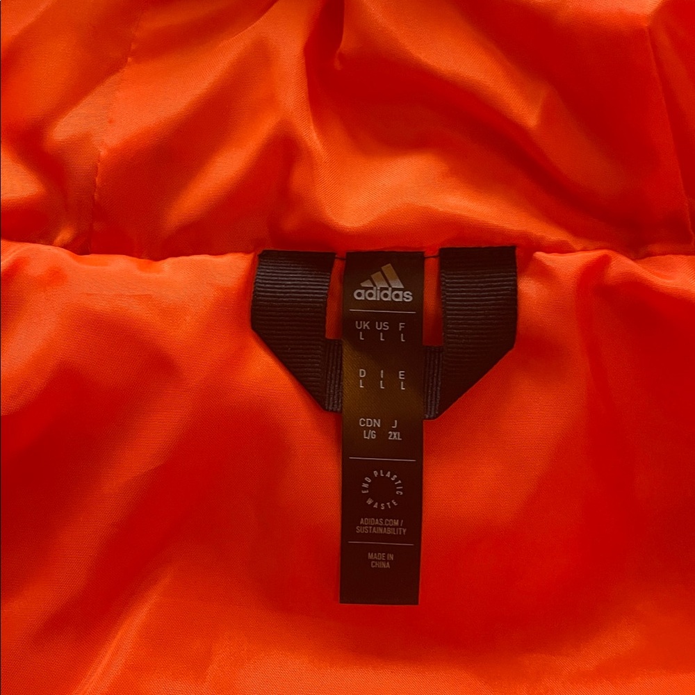 Adidas Men’s Vibrant Orange and Black Puffer Jacket - Picture 5 of 6